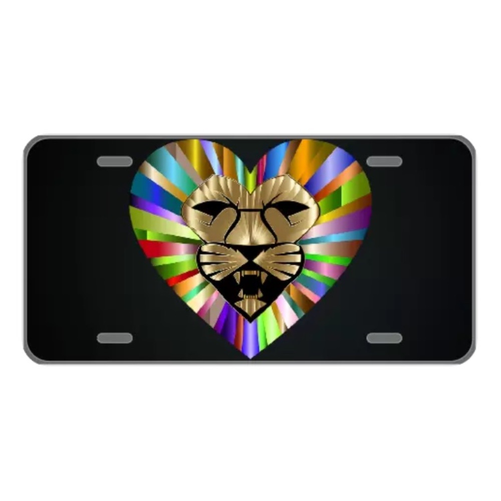 Custom license plate with colorful lion